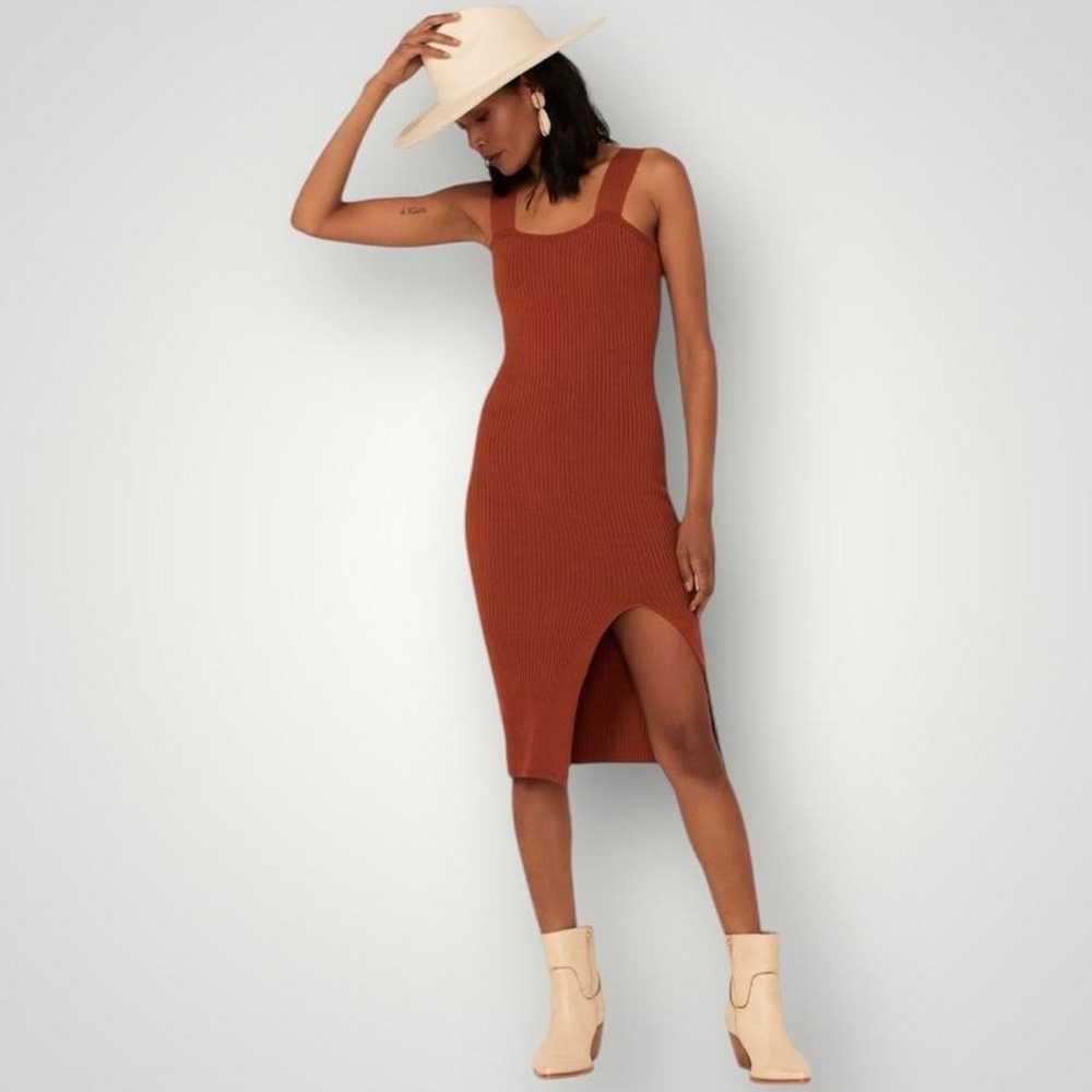 Shyanne Rust Sleeveless Midi Dress